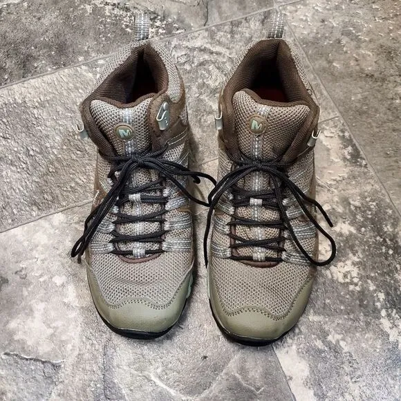 Merrell Tuskora J090559 Olive Waterproof Leather Trail Hiking Boots Shoes 7