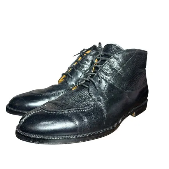 MEZLAN soft leather men’s black boots Lace Up Made in Spain style Berlin sz 9 W