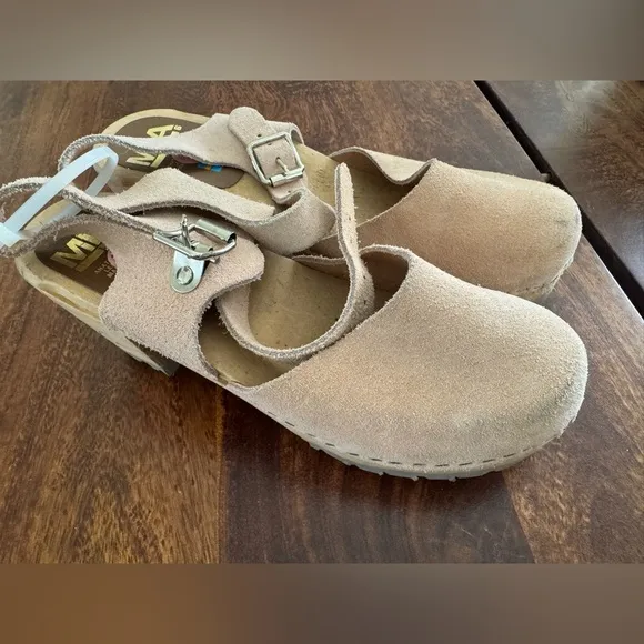 MIA Abba Women’s Leather Suede Ankle Strap SWEDISH Clogs