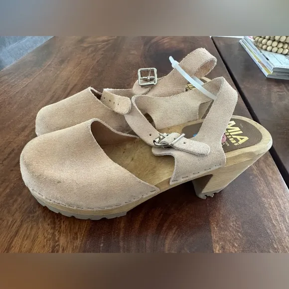 MIA Abba Women’s Leather Suede Ankle Strap SWEDISH Clogs