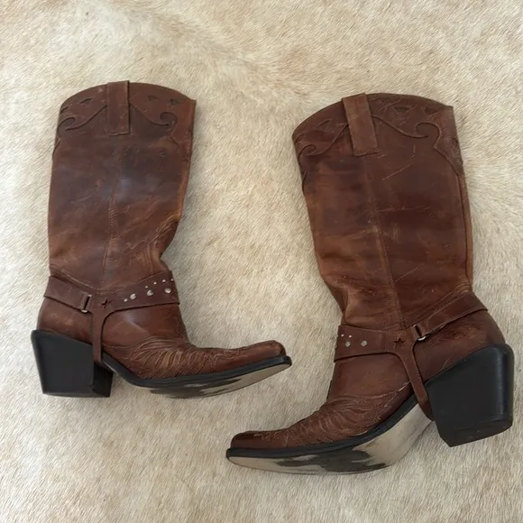 MIA Thunderbird Rockstar Western Boots Motorcycle Eagle Antiqued Distressed 7