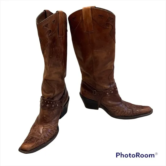 MIA Thunderbird Rockstar Western Boots Motorcycle Eagle Antiqued Distressed
