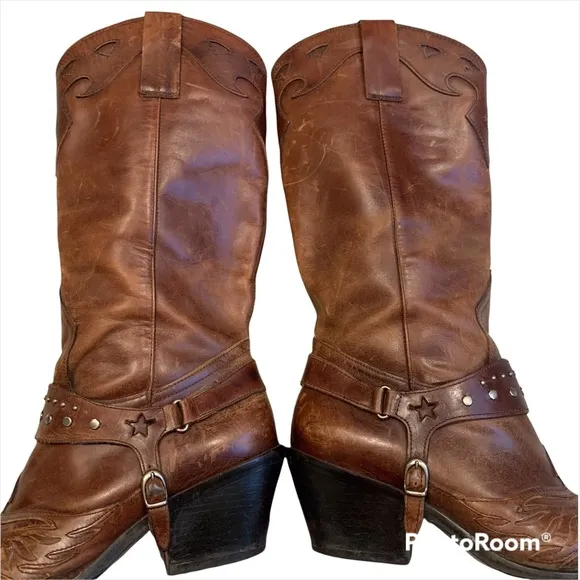 MIA Thunderbird Rockstar Western Boots Motorcycle Eagle Antiqued Distressed