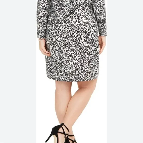 Michael Kors Black and Silver Sheath Dress Size 2X