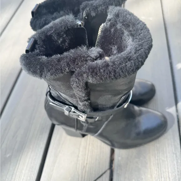 Michael Kors Black Heeled Boots with Silver Accent