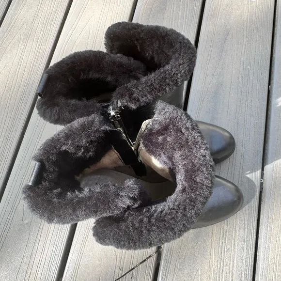 Michael Kors Black Heeled Boots with Silver Accent