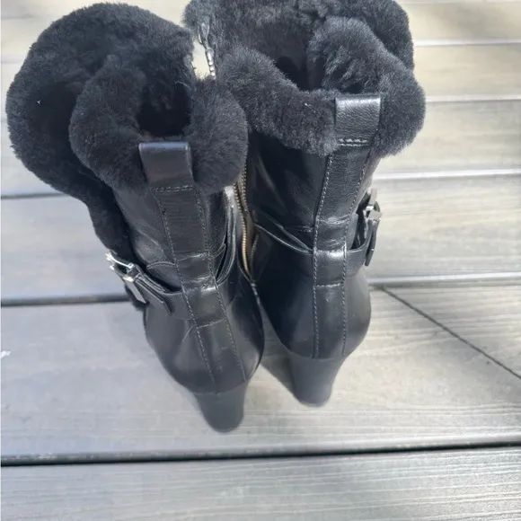 Michael Kors Black Heeled Boots with Silver Accent