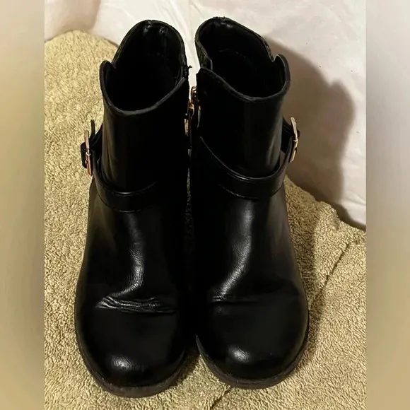 Michael Kors Kids Girls Sz 10 Black &amp; Brown Faux Leather Boots