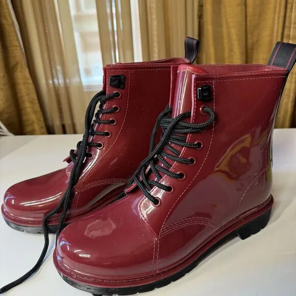 Michael Kors Tavie Rainbootie Rubber Burgandy Women’s Size 9