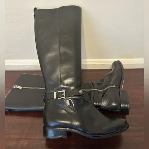 Michael Kors Women's Arley Riding Boots Black Leather Wide Calf Size 5.5 M