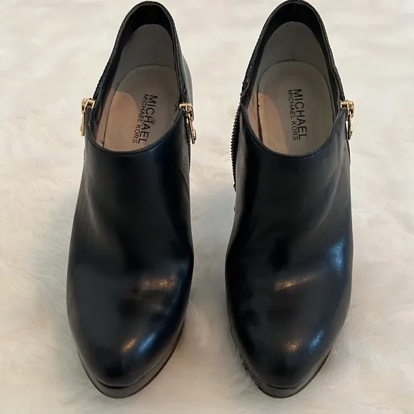 MICHAEL Michael Kors Black Leather &amp; Python York Ankle Boots Size 10