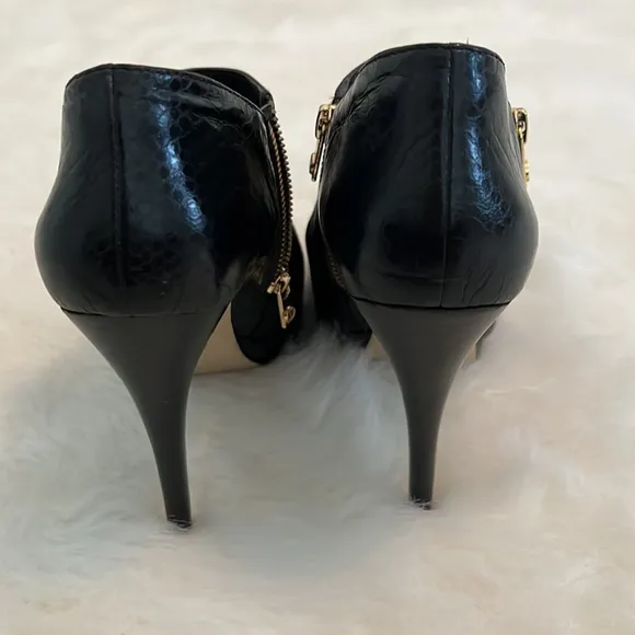 MICHAEL Michael Kors Black Leather &amp; Python York Ankle Boots Size 10