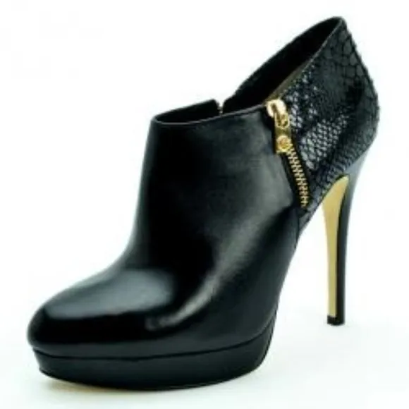 MICHAEL Michael Kors Black Leather &amp; Python York Ankle Boots Size 10