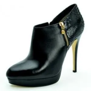 MICHAEL Michael Kors Black Leather &amp; Python York Ankle Boots Size 10