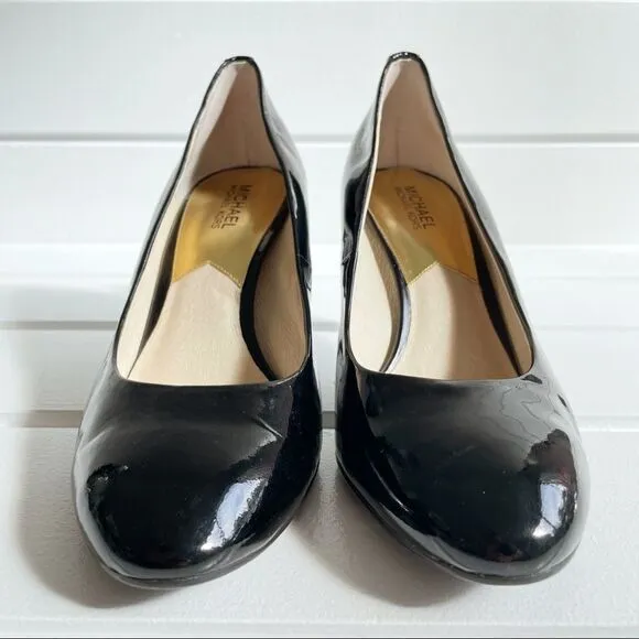 Michael Michael Kors Black Flex Patent Leather Mid Heel Pump Heel Shoes Size 11