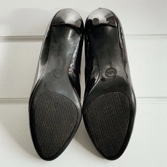Michael Michael Kors Black Flex Patent Leather Mid Heel Pump Heel Shoes Size 11