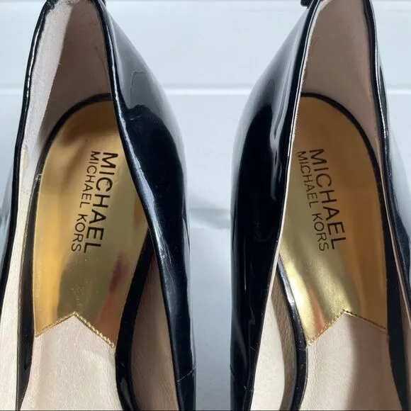 Michael Michael Kors Black Flex Patent Leather Mid Heel Pump Heel Shoes Size 11