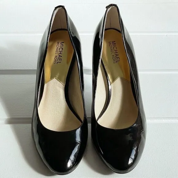 Michael Michael Kors Black Flex Patent Leather Mid Heel Pump Heel Shoes Size 11