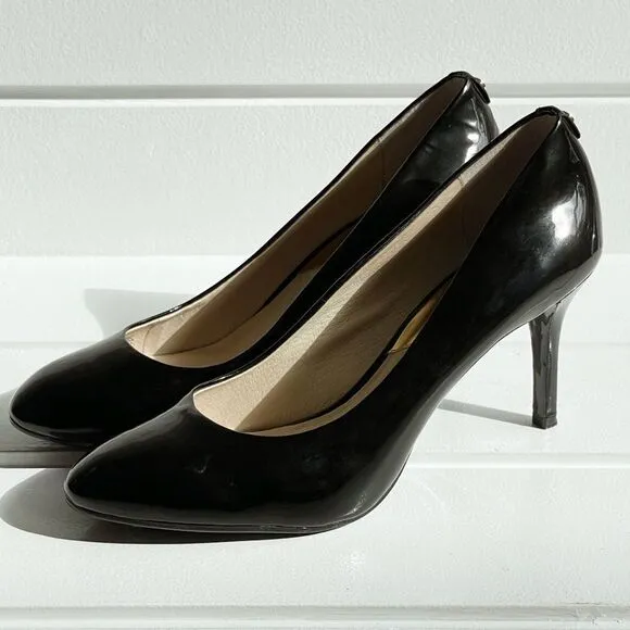 Michael Michael Kors Black Flex Patent Leather Mid Heel Pump Heel Shoes Size 11