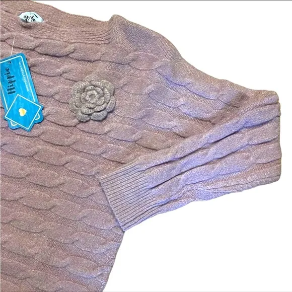 MILITARY HIPPIE dusty pink rose cableknit sweater wide unique boatneck NWT L XL