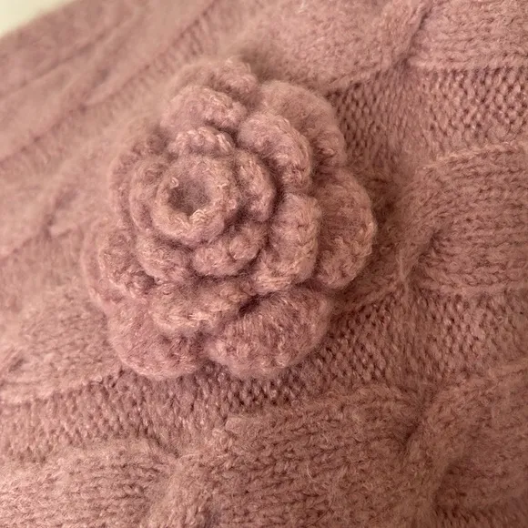 MILITARY HIPPIE dusty pink rose cableknit sweater wide unique boatneck NWT L XL