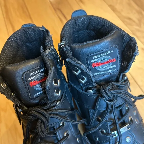 Miluakee Motorcycle Black Leather Boots for Men