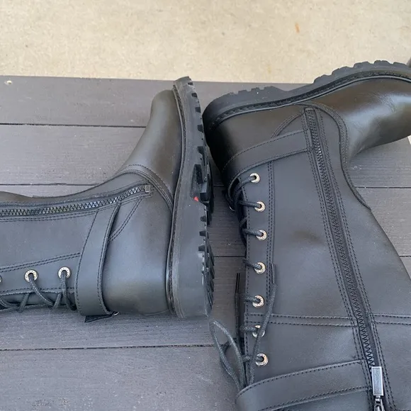 Milwaukee Black Leather Motorcycle Boots Size 8.5C