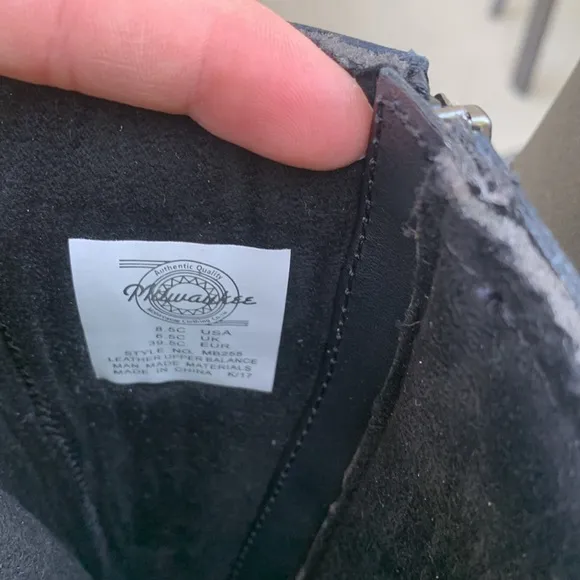 Milwaukee Black Leather Motorcycle Boots Size 8.5C