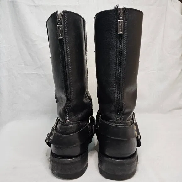 Milwaukee Boots Harness Motorcycle Black Leather MB410 Square Toe Mens 10.5EE
