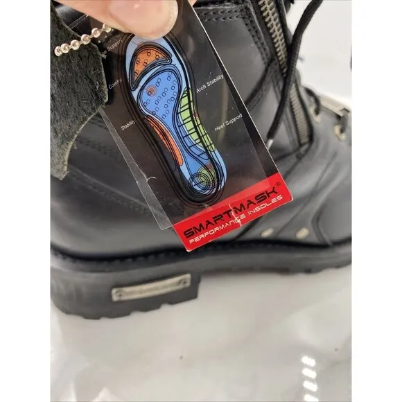 MILWAUKEE BOOTS MEN'S Size 14 BLACK LEATHER MOTORCYCLE SIDE ZIPPER USA