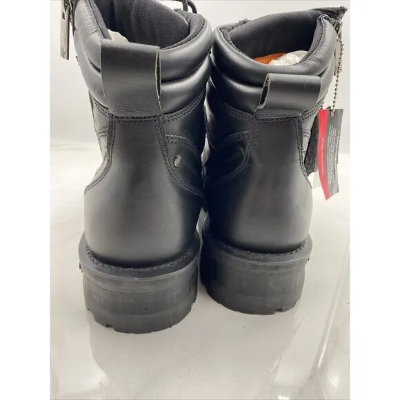 MILWAUKEE BOOTS MEN'S Size 14 BLACK LEATHER MOTORCYCLE SIDE ZIPPER USA