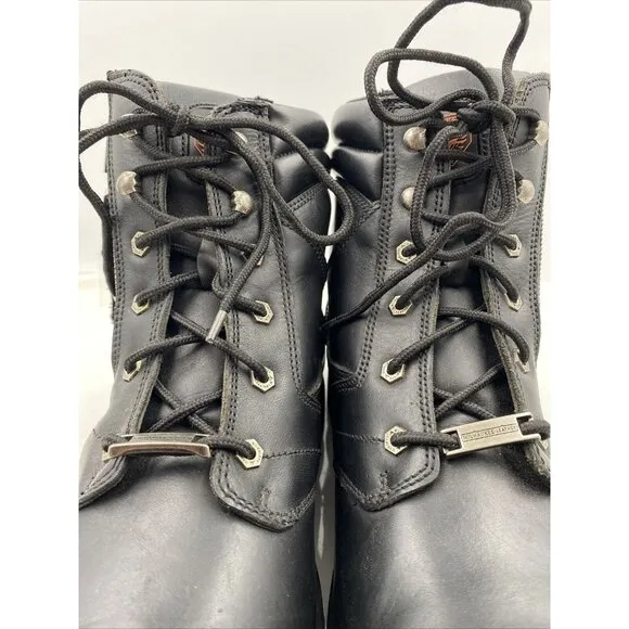 MILWAUKEE BOOTS MEN'S Size 14 BLACK LEATHER MOTORCYCLE SIDE ZIPPER USA