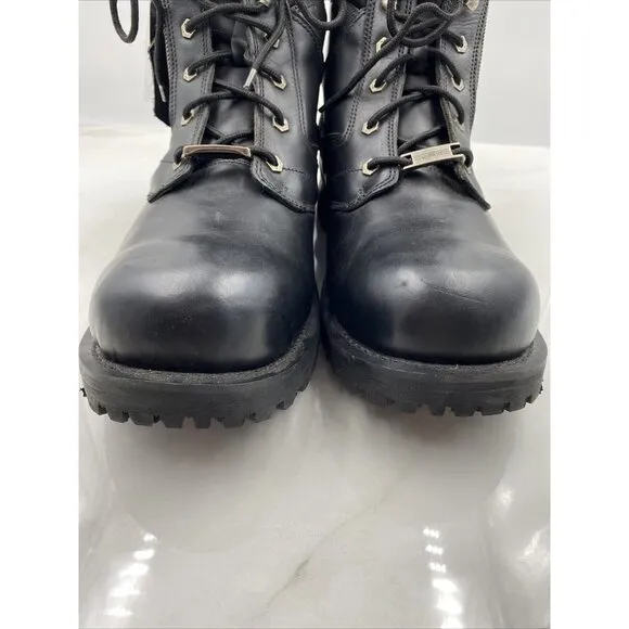 MILWAUKEE BOOTS MEN'S Size 14 BLACK LEATHER MOTORCYCLE SIDE ZIPPER USA