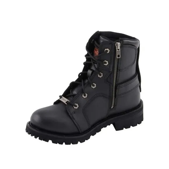 Milwaukee Leather Black 8”  Lace-Up Motorcycle Harness Boots *MBL9302 Size 5