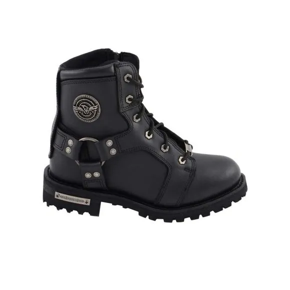 Milwaukee Leather Black 8”  Lace-Up Motorcycle Harness Boots *MBL9302 Size 5