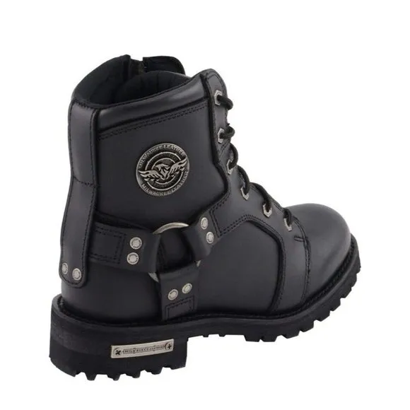 Milwaukee Leather Black 8”  Lace-Up Motorcycle Harness Boots *MBL9302 Size 5