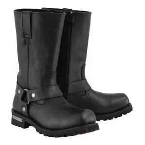 MILWAUKEE LEATHER MEN'S CLASSIC BLACK MOTORCYCLE BOOTS - Size 9 Genuine Leather
