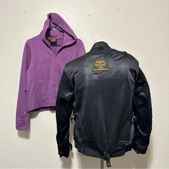 Milwaukee Leather ML2067 Women's 3/4 Black and Purple Leather Hoodie Jacket