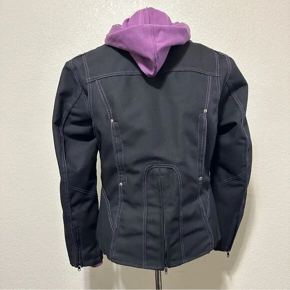 Milwaukee Leather ML2067 Women's 3/4 Black and Purple Leather Hoodie Jacket