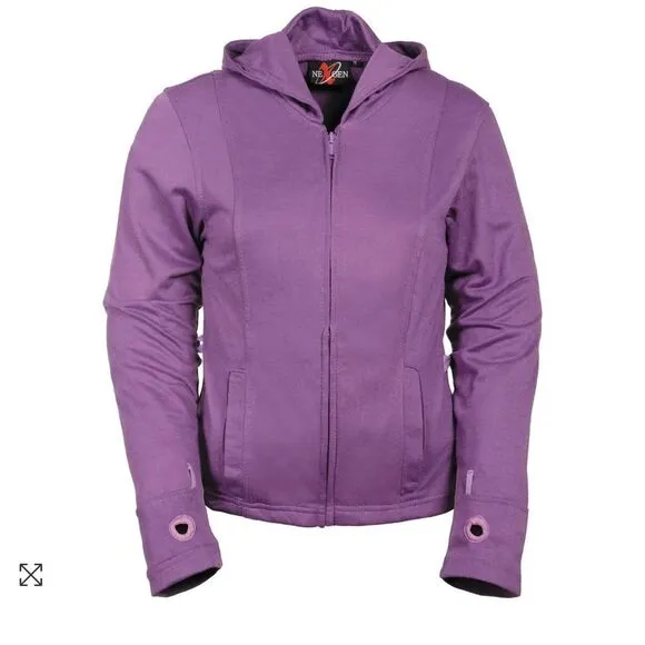 Milwaukee Leather ML2067 Women's 3/4 Black and Purple Leather Hoodie Jacket