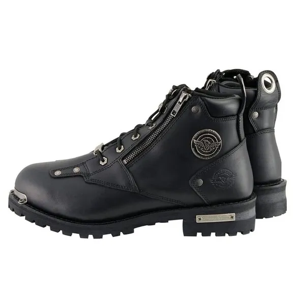Milwaukee MBM103 Black Leather Zip Lace Motorcycle Boots Mens 11 Fast Ship NEW