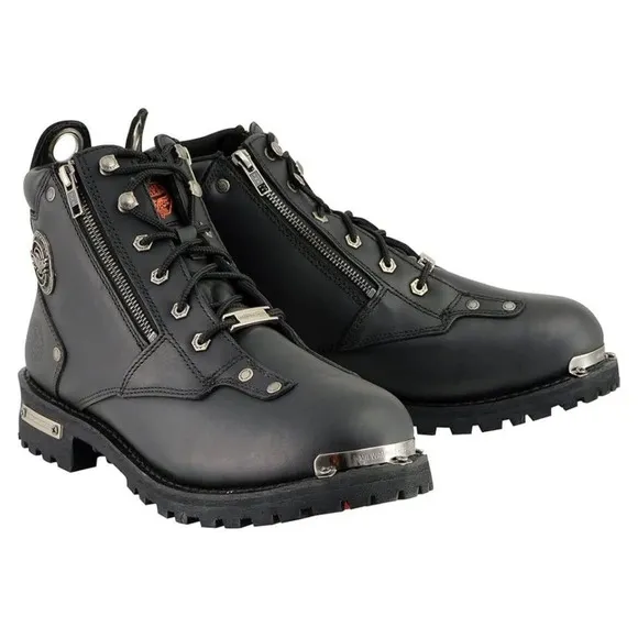 Milwaukee MBM103 Black Leather Zip Lace Motorcycle Boots Mens 11 Fast Ship NEW