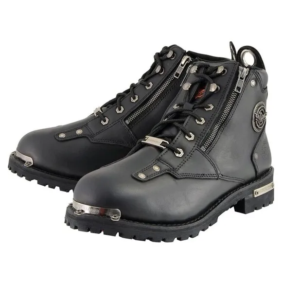 Milwaukee MBM103 Black Leather Zip Lace Motorcycle Boots Mens 11 Fast Ship NEW