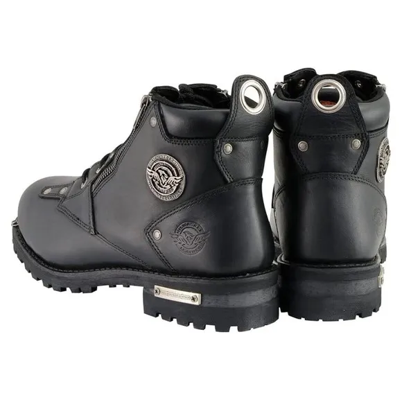 Milwaukee MBM103 Black Leather Zip Lace Motorcycle Boots Mens 11 Fast Ship NEW