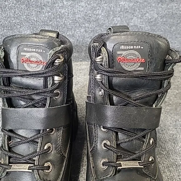 Milwaukee Motorcycle Clothing Co Womens Black‎ Leather Boots 9.5 MB223