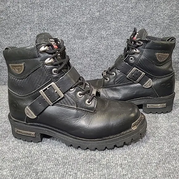 Milwaukee Motorcycle Clothing Co Womens Black‎ Leather Boots 9.5 MB223