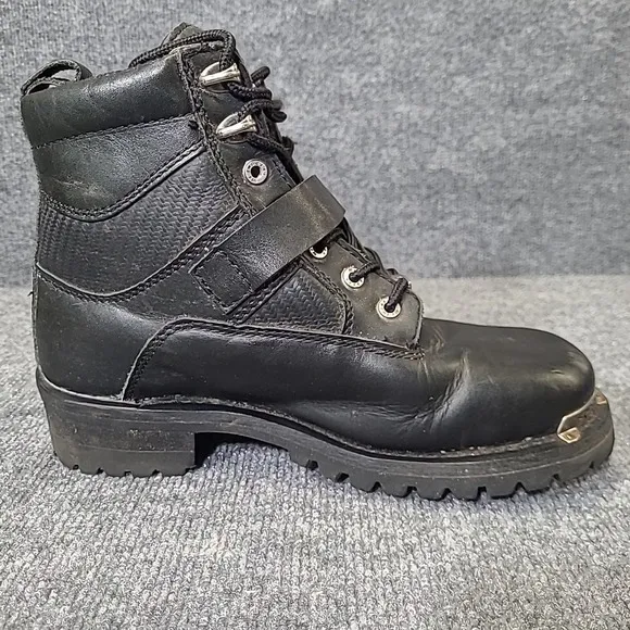 Milwaukee Motorcycle Clothing Co Womens Black‎ Leather Boots 9.5 MB223