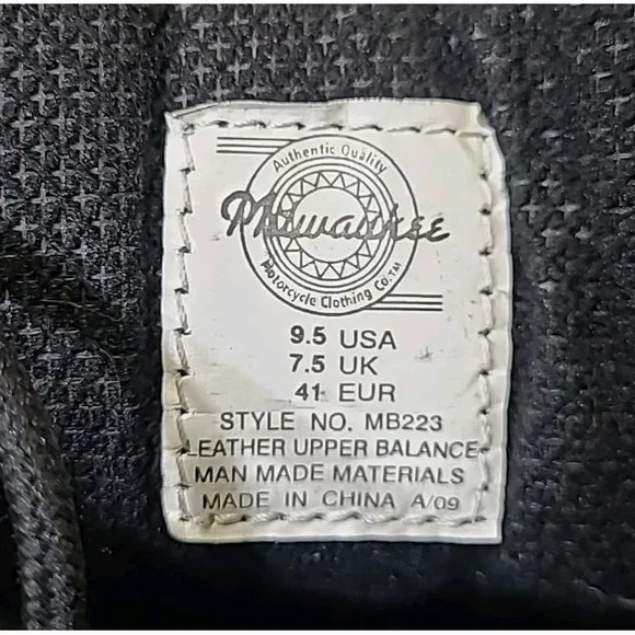 Milwaukee Motorcycle Clothing Co Womens Black‎ Leather Boots 9.5 MB223