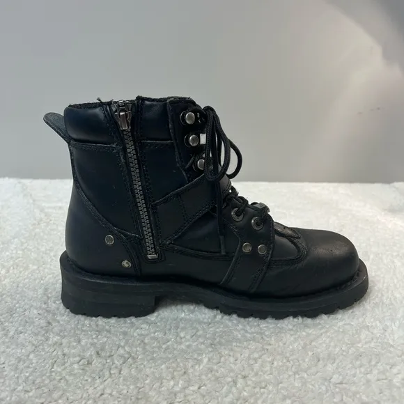 Milwaukee Motorcycle Clothing Women’s Leather Black Road Captain Boots Size:8.5