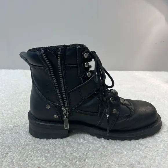 Milwaukee Motorcycle Clothing Women’s Leather Black Road Captain Boots Size:8.5